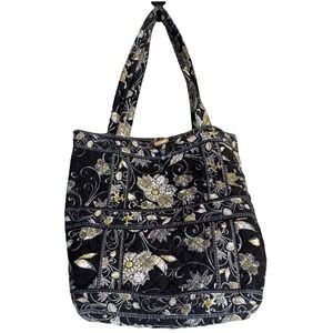 Tinsley Blake Collection Quilted Tote Bag Black Yellow Floral Cotton‎ Purse